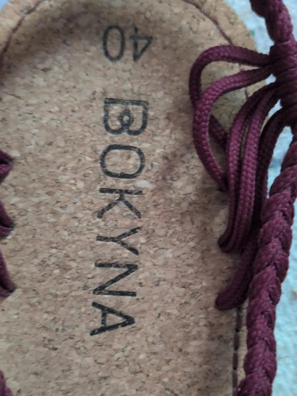 Bokyna Braided Tassel Sand Sandals in Burgundy In Size 40 (Size 9-9.5)